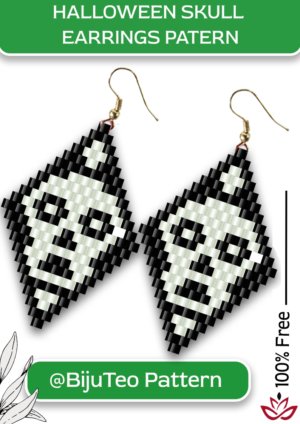 Free Beaded Skull Halloween Earrings Pattern - Digital download PDF