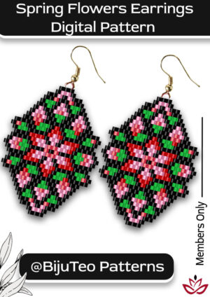 Digital Downloadable Pattern for Spring Flowers Earrings