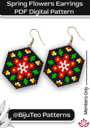Vibrant Flowers Earrings - PDF Beading Pattern