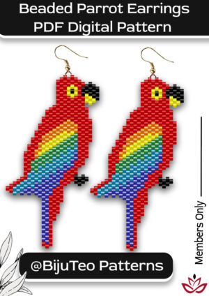 Beaded Parrot Earrings - PDF digital downloadable pattern - peyote stitch