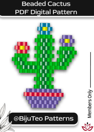 Beaded Cactus PDF Downloadable Digital Pattern - peyote stitch