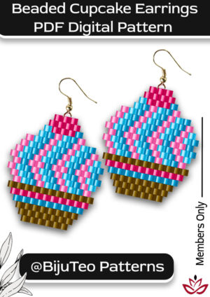Beaded Cupcake Earrings PDF Digital Downloadable Pattern - brick stitch