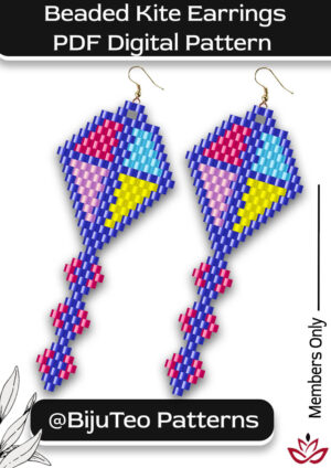 Beaded Kite Earrings PDF Digital Downloadable Pattern - brick stitch