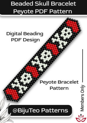 Beaded Skull Peyote Bracelet - PDF Beading Pattern