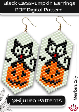 Black Cat and Pumpkin Halloween Beading PDF Pattern